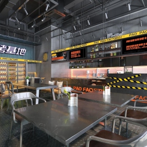 工业风烧烤店3D模型下载